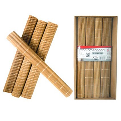 Jogo Americano Bambu Avelã 30x45cm Com 4 Peças