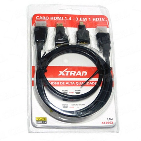 Hdmi 3em 1 Micro E Mini Hdmi  Hdtv1.4 1,8m Xt2063 Xtrad