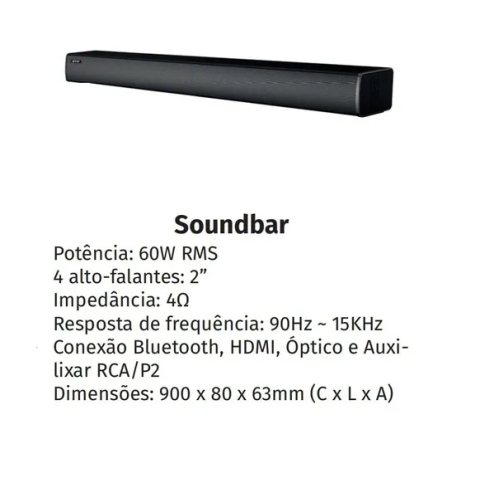Caixa De Som Sound Bar Kp-6037bh