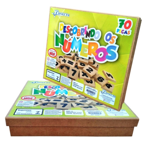 Jogo Didatico Descobrindo Os Numeros Madeira Mdf C/70 Pcs